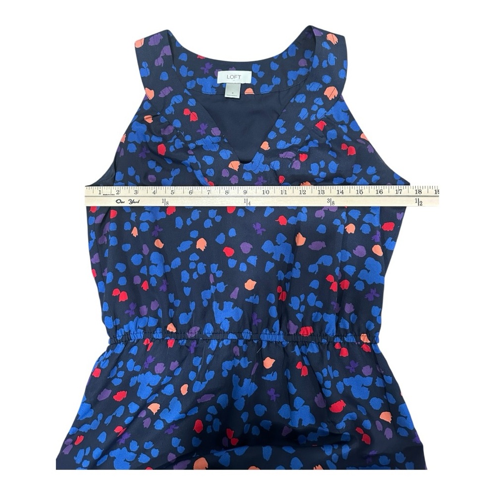 LOFT Blue Multicolor Dress A line size 4 - Picture 4 of 7